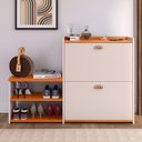 Ver imagem 2 de Banco Sapateira 2 Gaveta Prateleira Calçados Quarto Hall Entrada Retrô Off White/cinamomo - Rpm