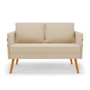 Ver imagem 7 de Kit 01 Namoradeira 02 Lugares e 02 Poltronas Mari Suede Base de Madeira Ma30 - D'Rossi Bege