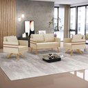 Ver mais imagens de Kit 01 Namoradeira 02 Lugares e 02 Poltronas Mari Suede Base de Madeira Ma30 - D'Rossi Bege