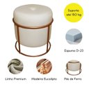Ver imagem 4 de Puff de Ferro Decorativo Redondo para Sala Argola Glamour Bege:bronze/linho
