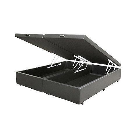 Cama Box Baú Queen Bipartido Sintético Cinza 42x158x198