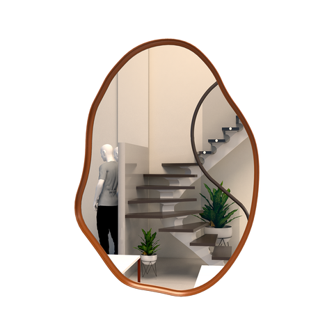 Espelho Orgânico Grande com Moldura Metal Decorativo 90x60cm Luxo