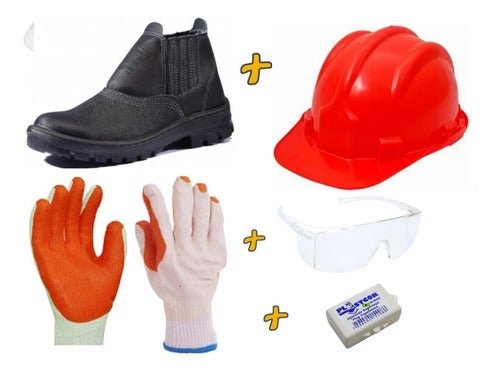 Kit Epi Obra Luva Capacete Óculos Protetor Auditivo Botina:41/Vermelho - 4