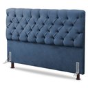 Ver imagem 1 de Cabeceira Cama Box Casal King Size Lylla 195cm Capitonê com Frame Linho Azul - Abmaza