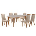 Ver imagem 7 de Mesa de Jantar Liz com 6 Cadeiras Lira Tampo em MDF com Vidro Creme 180x90cm Moderna