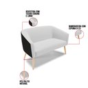 Ver imagem 5 de Kit 01 Namoradeira Pés Palito Natural e 02 Poltronas Giratória Stella Corano Preto com Linho