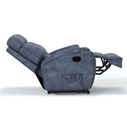 Poltrona do Papai Reclinável em Suede Cor Azul Dennin Reclinação Manual - Modelo Florença - 5