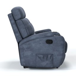 Poltrona do Papai Reclinável em Suede Cor Azul Dennin Reclinação Manual - Modelo Florença - 4