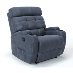 Poltrona do Papai Reclinável em Suede Cor Azul Dennin Reclinação Manual - Modelo Florença - 1