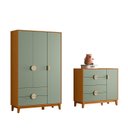 Ver imagem 2 de Conjunto Quarto Infantil Kid em MDF Mimo Marrom/Cinamomo/Sálvia