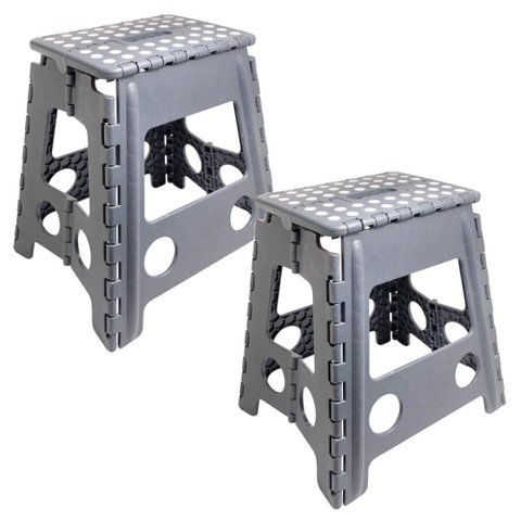 Kit 2 Banquetas Plásticas Dobráveis 150kg Banco Portátil 39c