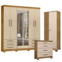 Ver imagem 1 de Guarda Roupa Casal Londres com Espelho com Cômoda 4 Gavetas New e Armário Multiuso Versatile