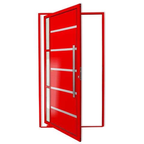 Porta Pivotante Alumínio Lambril Miraggio c/Puxador D.Vermelho 120 Brimak
