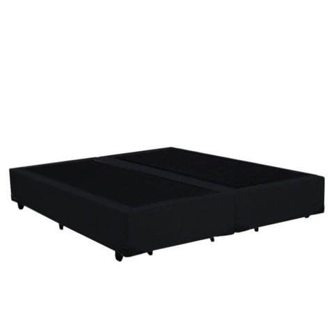 Cama Base Box Casal Bipartido Preto Suede 30x138x188