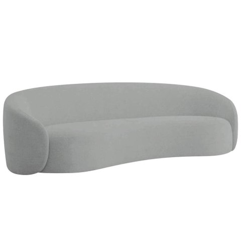 Sofá 3 Lugares 180cm Orgânico Luxo Recepção Amore Bouclé Adj Decor Cinza