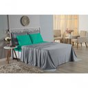 Ver imagem 4 de Jogo de Cama Casal Viúva Nobre 4 Peças Malha 100% Algodão - Cinza / Jade