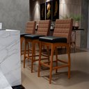 Ver imagem 3 de Kit 05 Banquetas Altas Cozinha Sala Jantar Fixa Mila B04 Couríssimo Marrom Corano Preto - Lyam