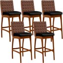 Ver imagem 1 de Kit 05 Banquetas Altas Cozinha Sala Jantar Fixa Mila B04 Couríssimo Marrom Corano Preto - Lyam