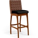 Ver imagem 2 de Kit 05 Banquetas Altas Cozinha Sala Jantar Fixa Mila B04 Couríssimo Marrom Corano Preto - Lyam