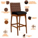 Ver imagem 4 de Kit 05 Banquetas Altas Cozinha Sala Jantar Fixa Mila B04 Couríssimo Marrom Corano Preto - Lyam