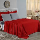 Ver imagem 1 de Jogo de Cama Casal Viúva Nobre 4 Peças Malha 100% Algodão - Vermelho / Cinza