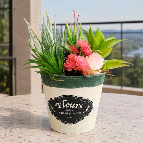 Arranjo Suculenta Vaso Decoração Planta Flor Artificial 20cm Fleurs