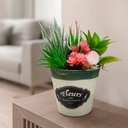 Ver imagem 4 de Arranjo Suculenta Vaso Decoração Planta Flor Artificial 20cm Fleurs