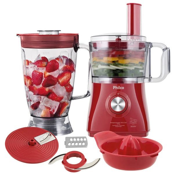 Menor preço em Multiprocessador All In One Citrus Vermelho 3 Em 1 Philco 127V