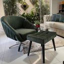 Ver imagem 7 de Poltrona Giovana Base Giratória Cromado em Sued Premium:verde Musgo