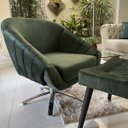 Ver imagem 3 de Poltrona Giovana Base Giratória Cromado em Sued Premium:verde Musgo