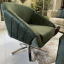 Ver imagem 6 de Poltrona Giovana Base Giratória Cromado em Sued Premium:verde Musgo