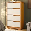 Ver imagem 2 de Guarda Roupa Casal Triton Plus 11 Portas de Bater com Espelho e Cômoda 4 Gavetas MDP Cinamomo Off