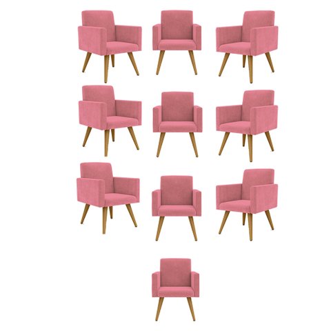 Kit 10 Cadeiras Poltronas Decorativa - Escritório - Recepção Cor:Rosa