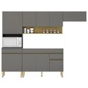 Ver imagem 1 de Armário de Cozinha 4 peças Balcão sem Tampo 150cm Lina14 K02 Gris/Freijó - Mpozenato