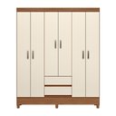 Ver imagem 4 de Guarda Roupa Roupeiro Solteiro 6 Portas 2 Gavetas Fit 6.2 c/ Pés Jequitibá Off White Santos Andirá