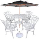 Ver imagem 4 de Kit Moveis para Jardim Piscina com Mesa Viena 4 Cadeiras, Guarda Sol e Espreguiçadeiras