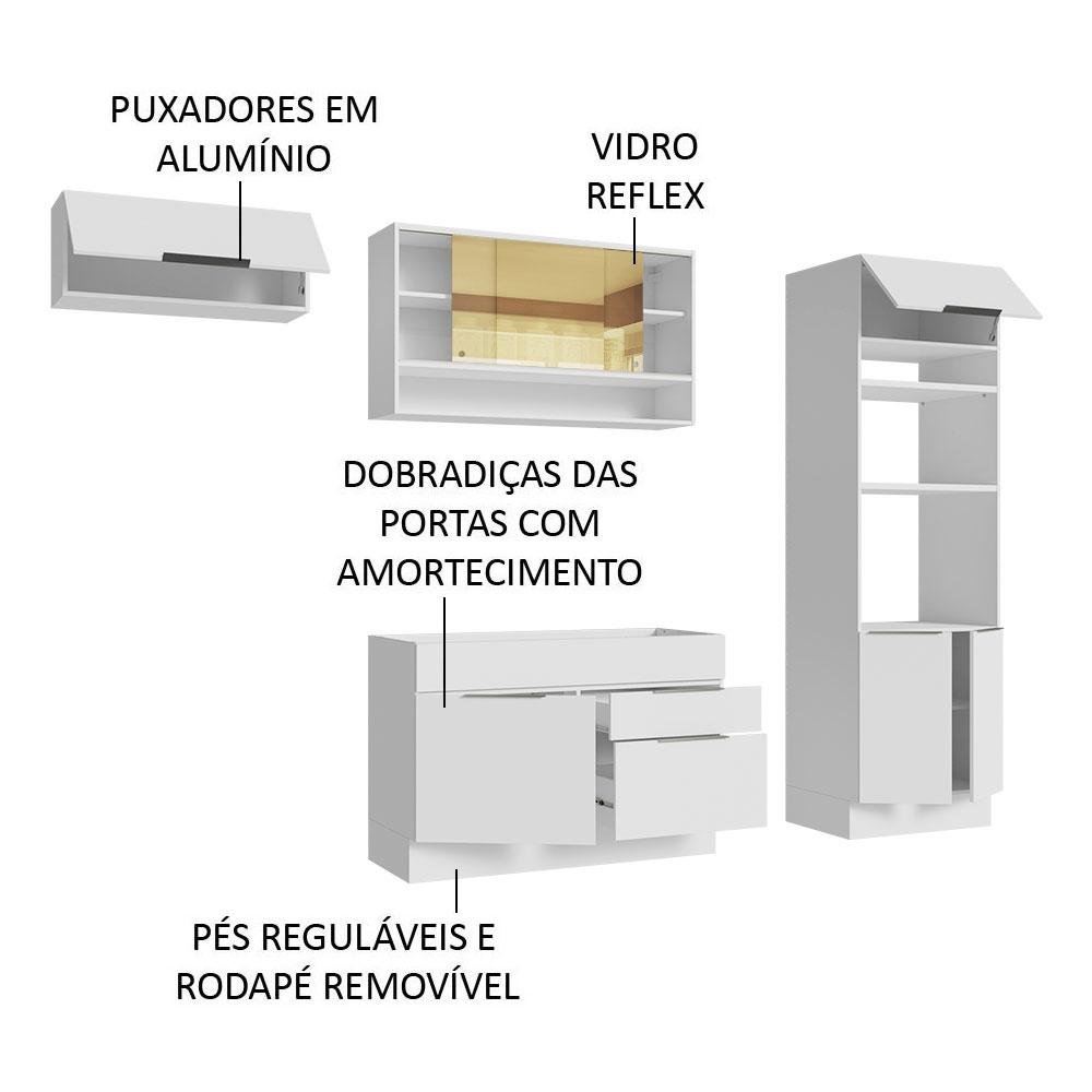 Armário de Cozinha Completa 270cm Branco Stella Madesa 09 - 5