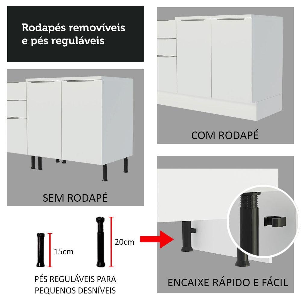 Armário de Cozinha Completa 270cm Branco Stella Madesa 09 - 10