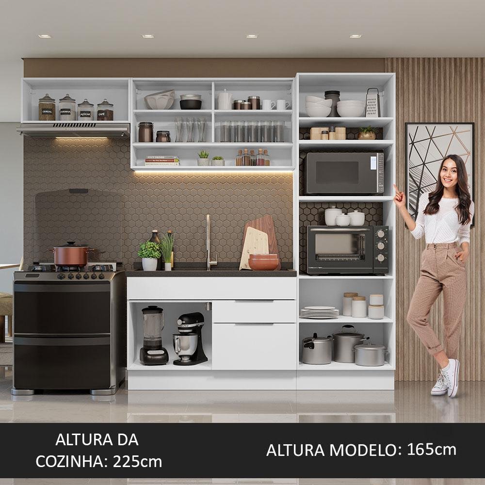 Armário de Cozinha Completa 270cm Branco Stella Madesa 09 - 6