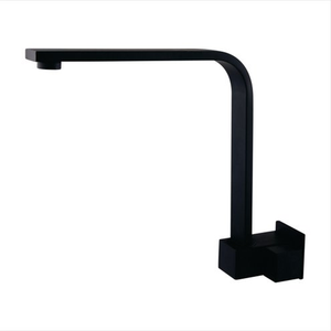 Torneira Quadrada Luxo Advance Preta Parede C-100 Tubo Baixo 23cm