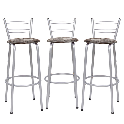 Kit 3 Banquetas para Balcão Flórida Prata Bistrô Ilhas Cozinha Gourmet Bares