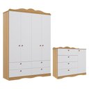 Ver imagem 1 de Jogo de Quarto Infantil Encanto Guarda Roupa e Cômoda Nature/branco - Permóbili Baby