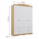 Ver imagem 3 de Jogo de Quarto Infantil Encanto Guarda Roupa e Cômoda Nature/branco - Permóbili Baby