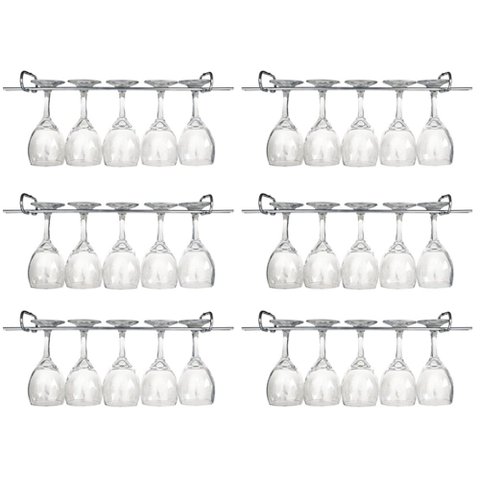 Kit 6 Suportes Organizador Armário Porta Taças Cromado 35cm