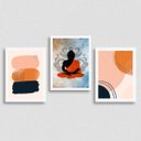 Ver imagem 1 de Kit 3 Quadros Meditação Abstrato 24x18cm:Madeira branca