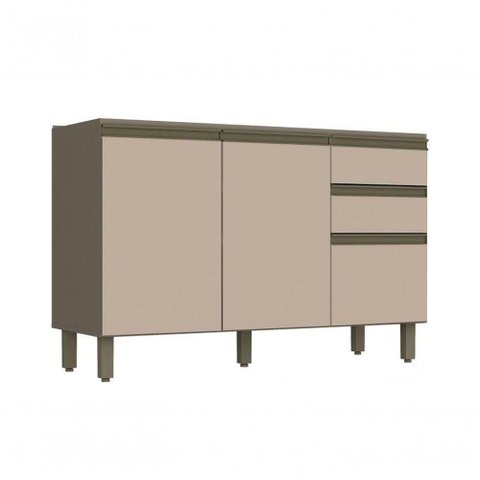 Gabinete de Cozinha Modulado Balcão Connect C- 3 Portas e 2 Gavetas P- Pia 120cm Off White - Henn