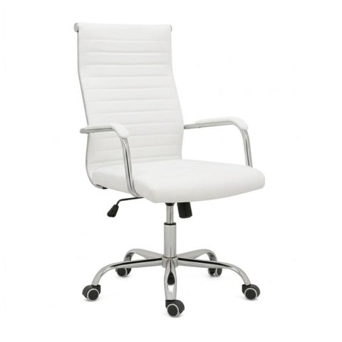 Cadeira de Escritório Presidente London Giratória - Base Cromada - Corino Branco - 31092