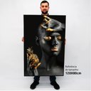Ver imagem 2 de Quadro Decorativo Caixa Mulher Preto e Dourado Tacolado Moldura Caixa Alta 4,5cm Branca com Vidro 80