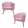 Jogo 02 Poltrona Estofada Lavinia Salão Beleza Clinica Consultório Rosa Bebê - LM DECOR - 1
