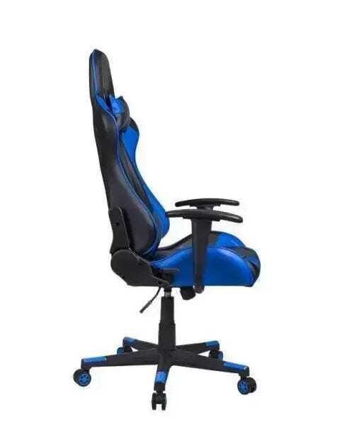 Cadeira Gamer Pelegrin em Couro Pu Reclinável Pel-3012 Preta e Azul - 4